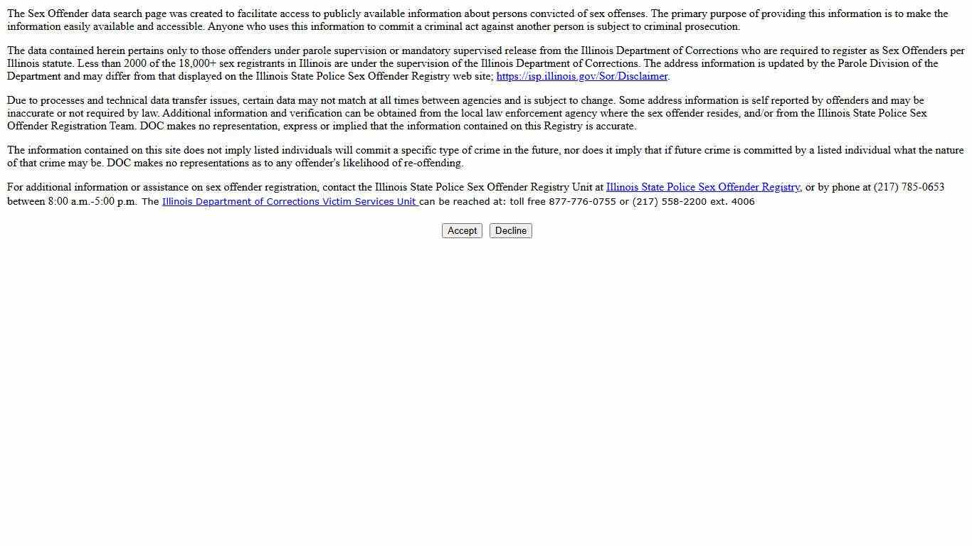 Illinois Department of Corrections - Parolee Sex Offender Search