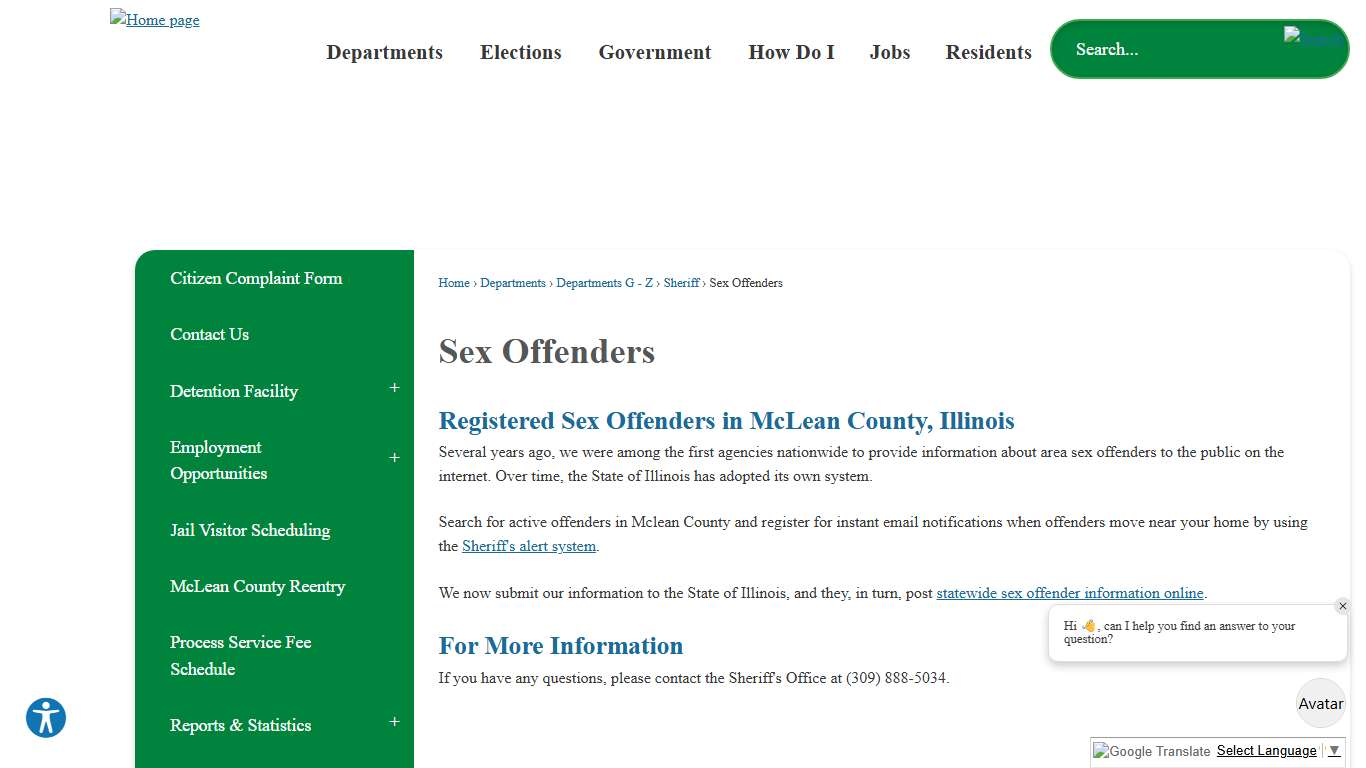 Sex Offenders | McLean County, IL - Official Website